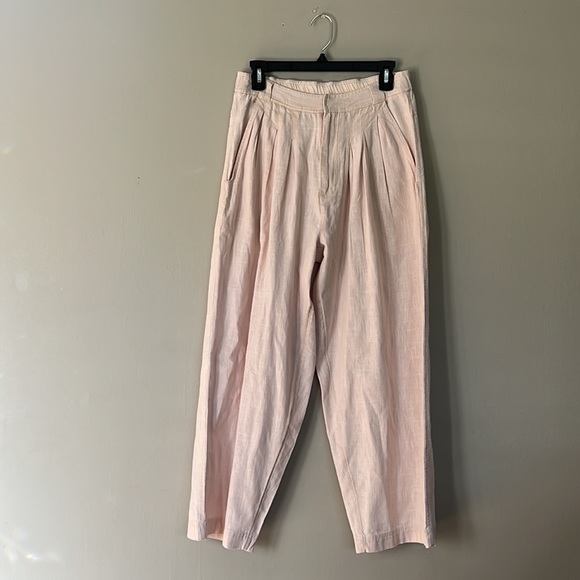 Free People Lotta Love Pleated Wide Leg Cotton Pants In Pebble. - Picture 3 of 12